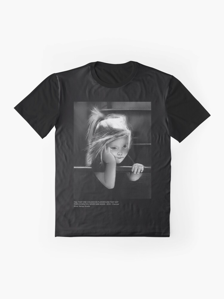 Alternate view of That one childhood playground that got torn down/you never saw again (charcoal drawing) Graphic T-Shirt