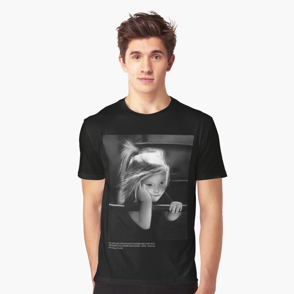 That one childhood playground that got torn down/you never saw again (charcoal drawing) Graphic T-Shirt