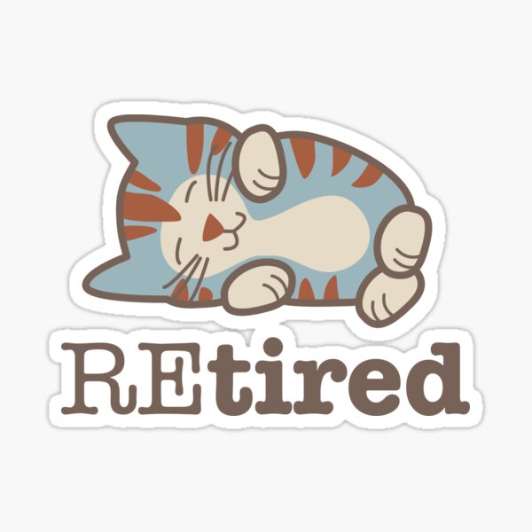 Retired Tired Sleeping Kitten Sticker