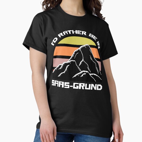 I'd Rather Be In Saas-Grund Switzerland Vintage Sunset Ski Mountain Swiss Alps Classic T-Shirt