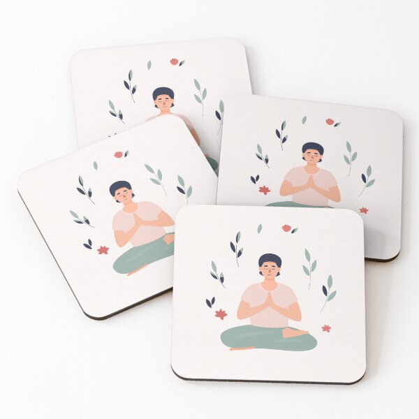 Item preview, Brunet Man Sitting Lotus Position With Leaves Flowers designed and sold by paradiskt.
