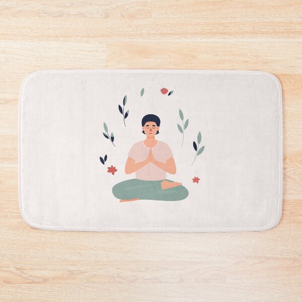 Item preview, Brunet Man Sitting Lotus Position With Leaves Flowers designed and sold by paradiskt.