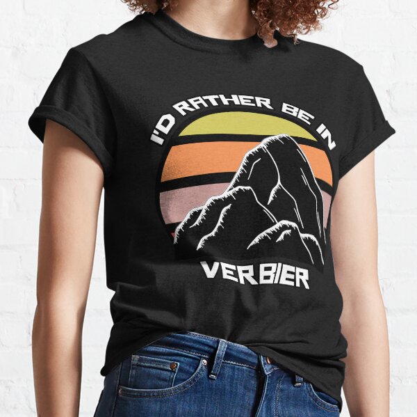 I'd Rather Be In Verbier Switzerland Vintage Sunset Ski Mountain Swiss Alps Classic T-Shirt