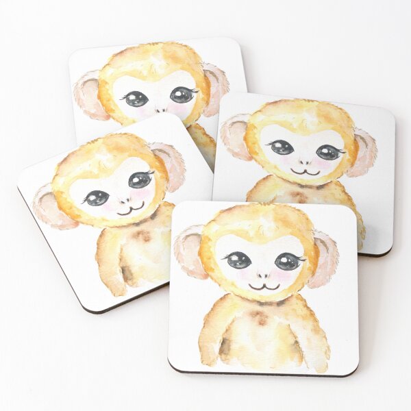 Item preview, hand painted cute baby monkey watercolor  designed and sold by ColorandColor.