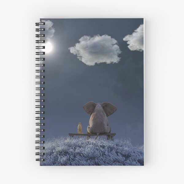 Item preview, elephant and dog are sitting on a meadow on a moonlit night designed and sold by Mike Kiev art.