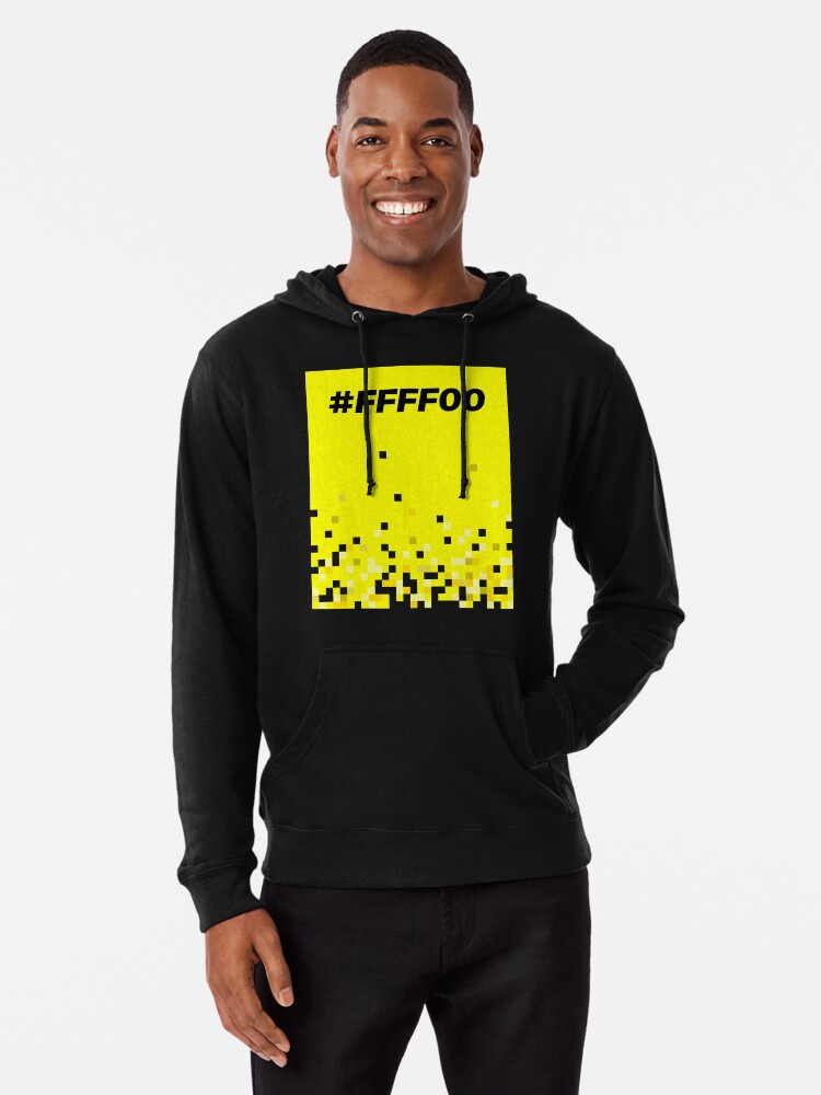 Hex Code Pixel Art Color Block Yellow FFFF00 Lightweight Hoodie for Sale by ClickForMore Redbubble