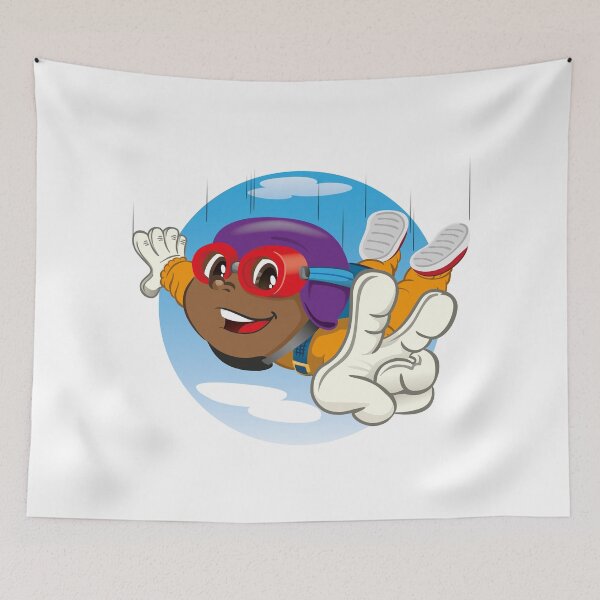 Item preview, Afro-descendant boy child illustration parachuting. Ideal for materials about extreme and institutional sports designed and sold by LucianoCosmo.