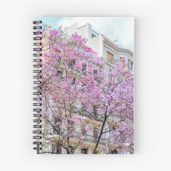 Item preview, Pink Flowers In Barcelona Print, Sprint Time Art Print, Urban City Print, Modern Wall Art, Spain Photography designed and sold by radub85.