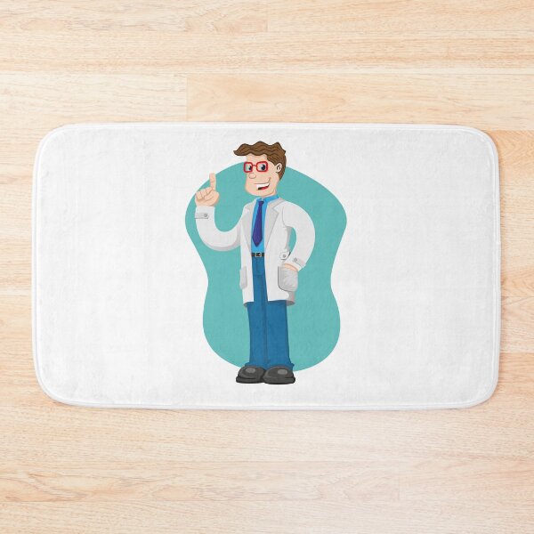 Item preview, Illustration caucasian man in lab coat, doctor, professor or pharmacist with hand in pocket explaining. Ideal for institutional and training materials designed and sold by LucianoCosmo.