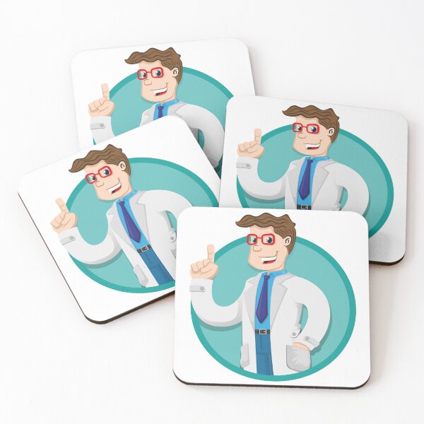 Item preview, Illustration caucasian man in lab coat, doctor, professor or pharmacist with hand in pocket explaining. Ideal for institutional and training materials designed and sold by LucianoCosmo.