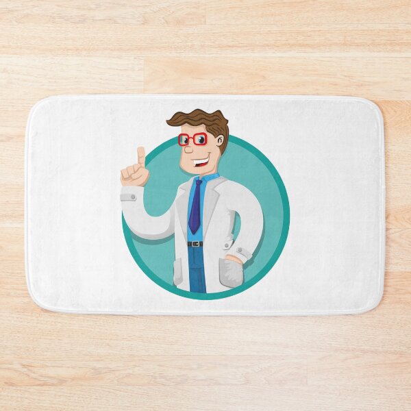 Item preview, Illustration caucasian man in lab coat, doctor, professor or pharmacist with hand in pocket explaining. Ideal for institutional and training materials designed and sold by LucianoCosmo.
