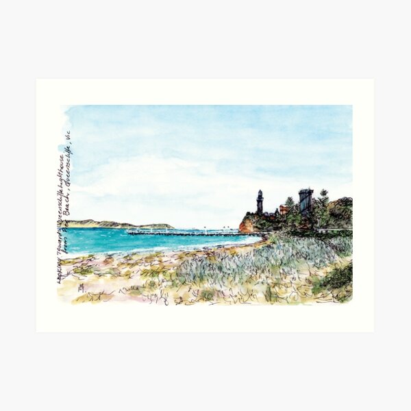Australian Scene - Pier Beach, Queenscliffe, Vic, Aus. Art Print