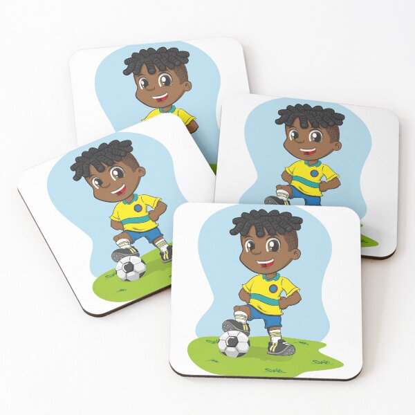 Item preview, Afro-descendant boy soccer player illustration in uniform. Ideal for sports and institutional equipment designed and sold by LucianoCosmo.