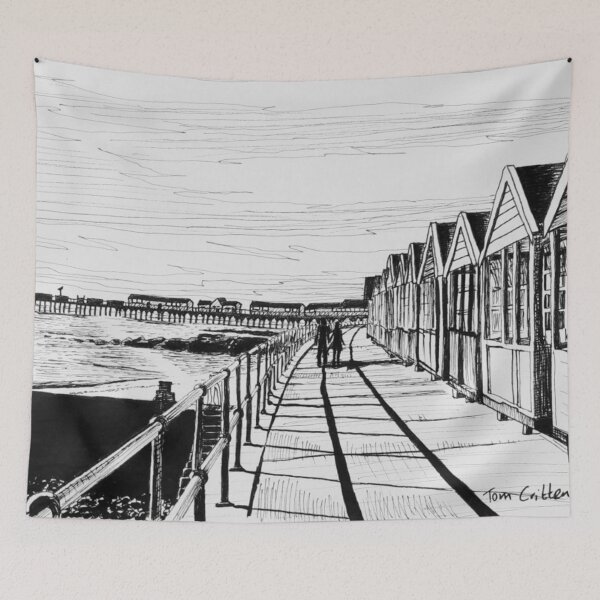 Item preview, Southwold Beach Huts at Sunset Ink Sketch designed and sold by Tom Crittenden.