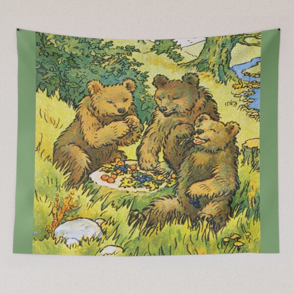 Item preview, Cute Three Bears Family Picnic in the Forest designed and sold by junebug042.