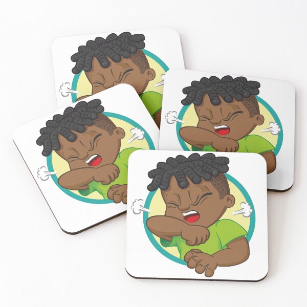 Item preview, Illustration Afro-descendant child with cough symptom. Ideal for health and institutional newsletters designed and sold by LucianoCosmo.