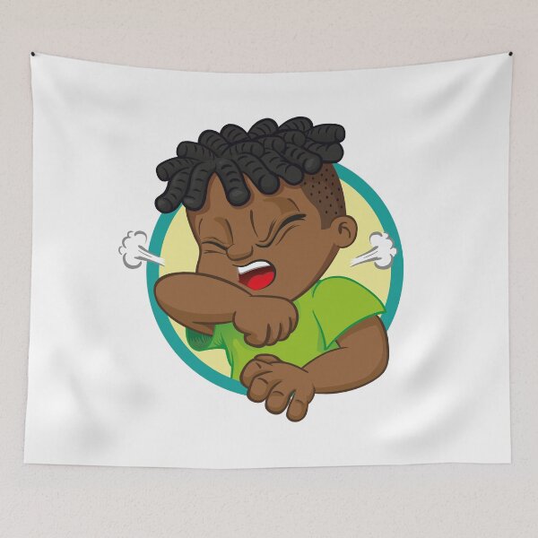 Item preview, Illustration Afro-descendant child with cough symptom. Ideal for health and institutional newsletters designed and sold by LucianoCosmo.