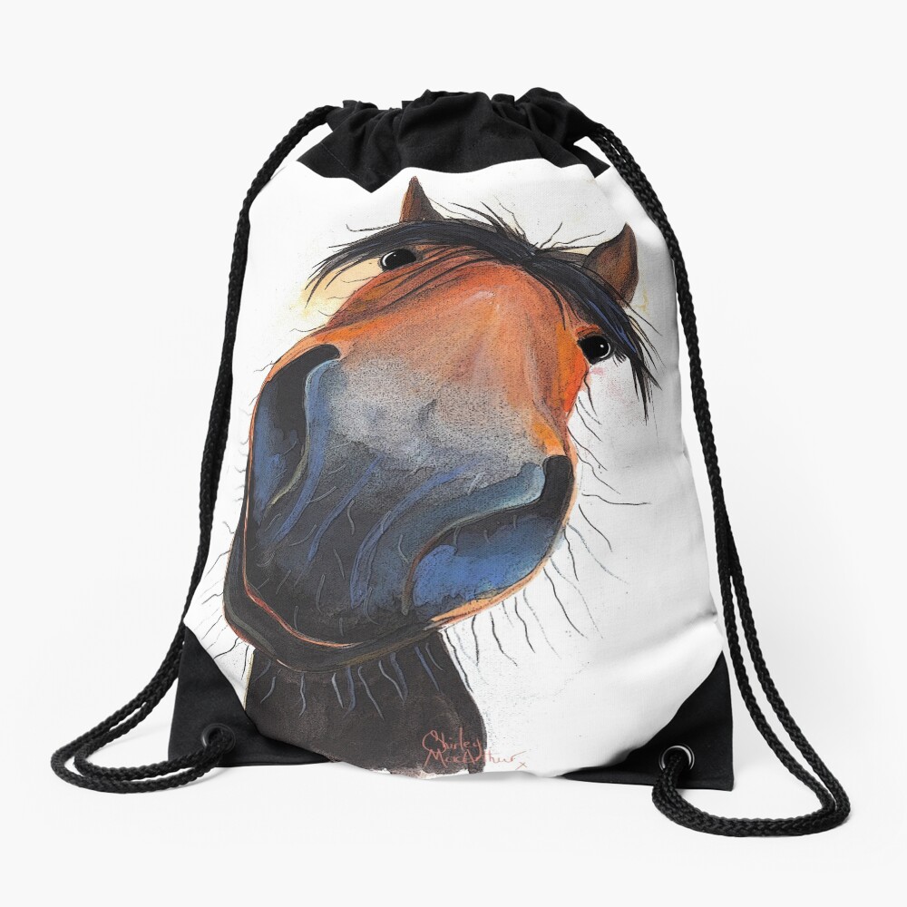 HORSE PRiNT 'HAPPY DAVE' BY SHIRLEY MACARTHUR Drawstring Bag