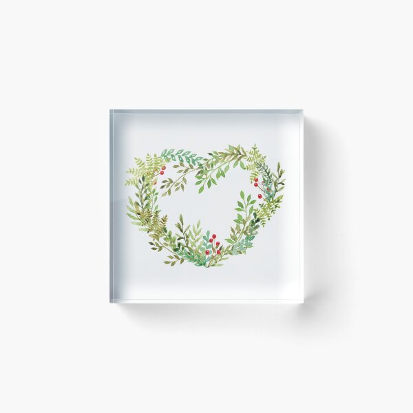 Item preview, Watercolor Heart Wreath - Forest Foliage and Berries designed and sold by AlicjaCurioseur.