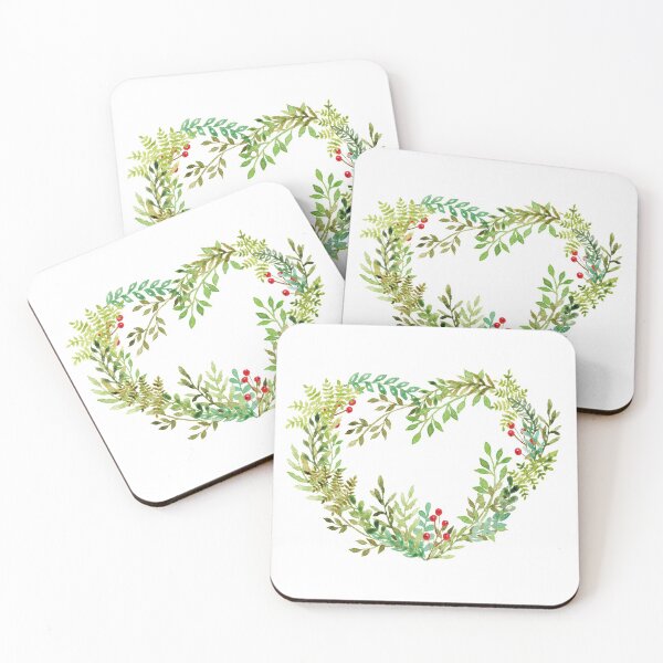Item preview, Watercolor Heart Wreath - Forest Foliage and Berries designed and sold by AlicjaCurioseur.