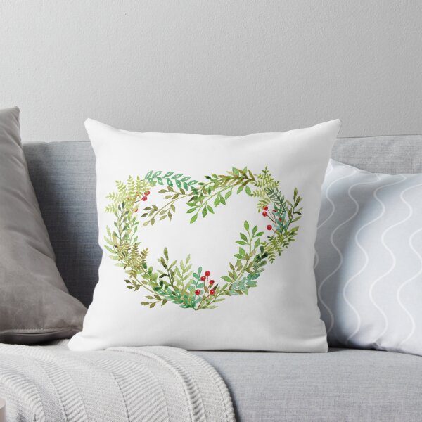 Item preview, Watercolor Heart Wreath - Forest Foliage and Berries designed and sold by AlicjaCurioseur.