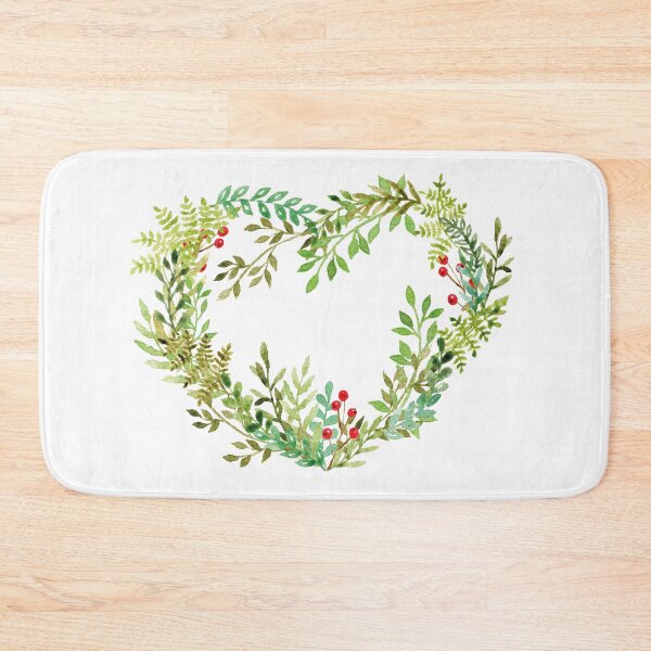 Item preview, Watercolor Heart Wreath - Forest Foliage and Berries designed and sold by AlicjaCurioseur.