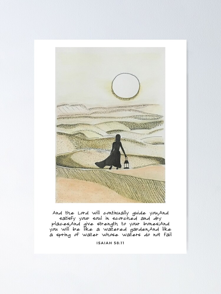 Woman In The Desert Isaiah 58 Bible Verse Art Poster By woman-in-the-desert-isaiah-58-bible-verse-art-poster-by