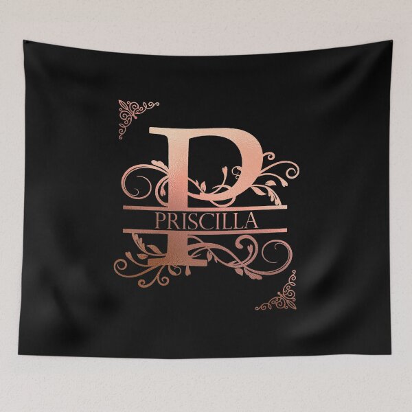 Item preview, Priscilla Personalized Name Gifts with Beautiful Rose Gold Monogram Letter P. Simply Best Gift Ideas for Priscilla designed and sold by ArteSquare.