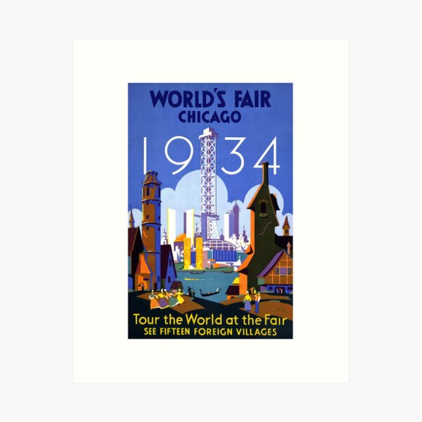 Vista previa del artículo con la obra «Cartel de la feria mundial de Chicago Vintage 1934», diseñado y vendido por elizdesigns.