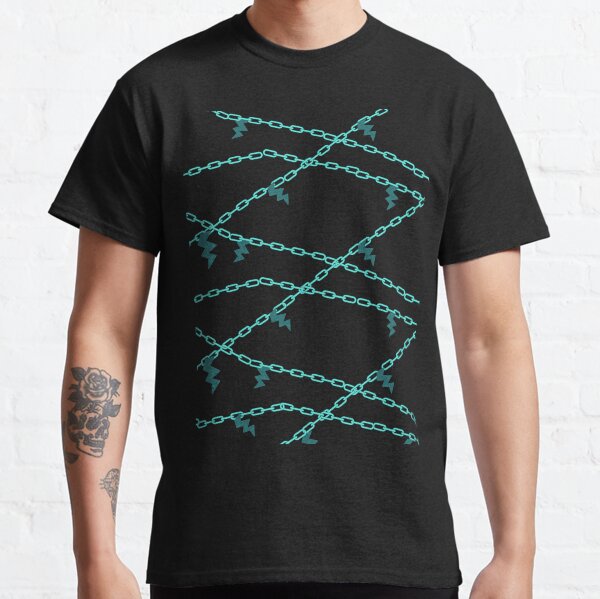 electric shock chains lightning spark teal on black Classic T-Shirt