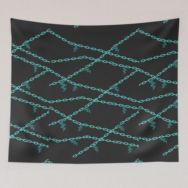 Item preview, electric shock chains lightning spark teal on black designed and sold by chihuahuashower.