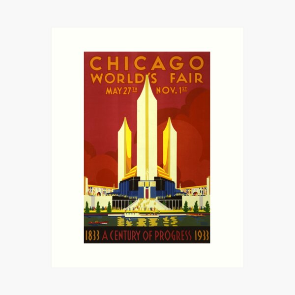 Vista previa del artículo con la obra «Cartel Vintage 1933 de la Feria Mundial de Chicago», diseñado y vendido por elizdesigns.