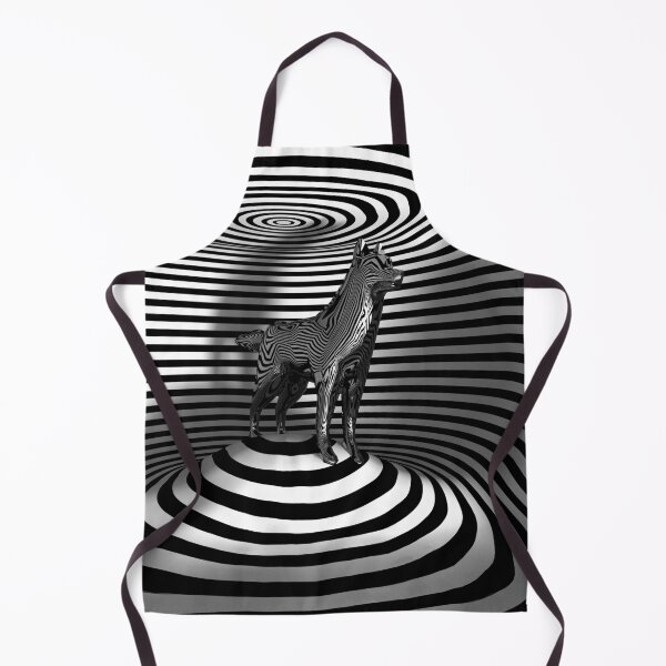 Item preview, Chrome Dog Optical Illusion inside 3D striped Room. designed and sold by YourIllusion.