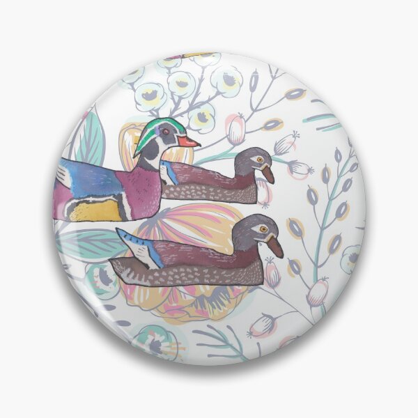 Item preview, Floral wood duck flower pattern designed and sold by TheWaterBirds.