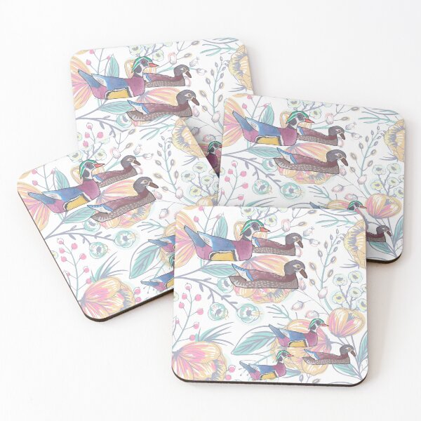 Item preview, Floral wood duck flower pattern designed and sold by TheWaterBirds.