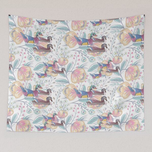 Item preview, Floral wood duck flower pattern designed and sold by TheWaterBirds.