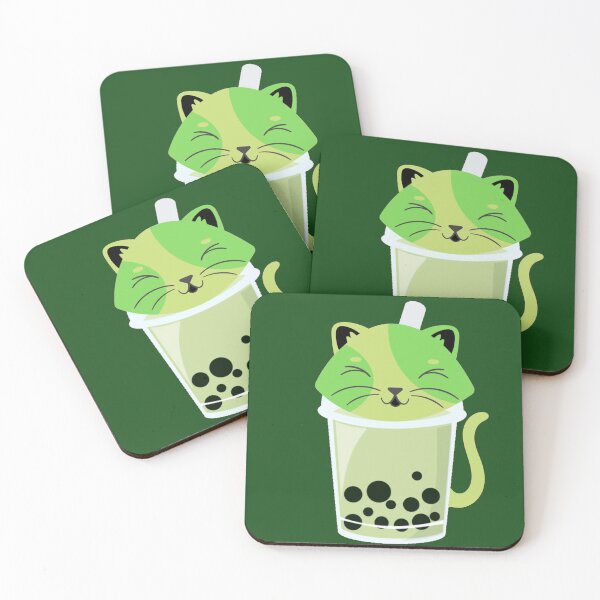 Item preview, Cute Kawaii Green Cat Love Green Tea Boba designed and sold by mewsis.