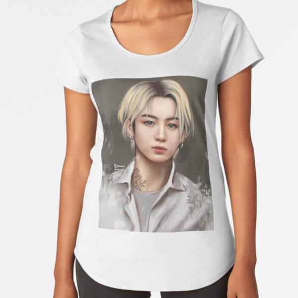 Jungkook blonde hair "1" Premium Scoop T-Shirt