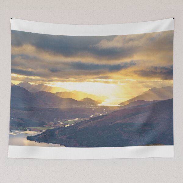 Item preview, Crepuscular Rays over Fort William and Loch Linnhe from Meall Coire Lochain (Colour) designed and sold by ScotLandscapes.