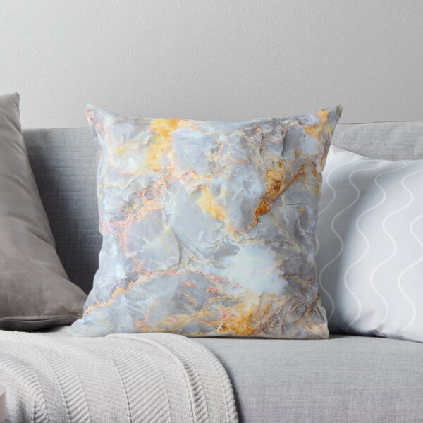 Grey & Gold Marble Throw Pillow