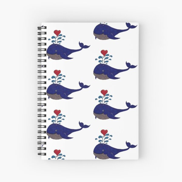 Smiley blue Wally Whale Spiral Notebook