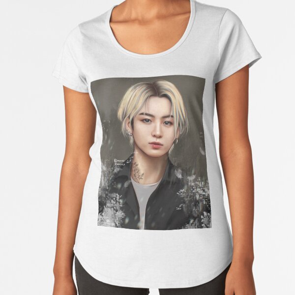 Jungkook blonde hair "2" Premium Scoop T-Shirt
