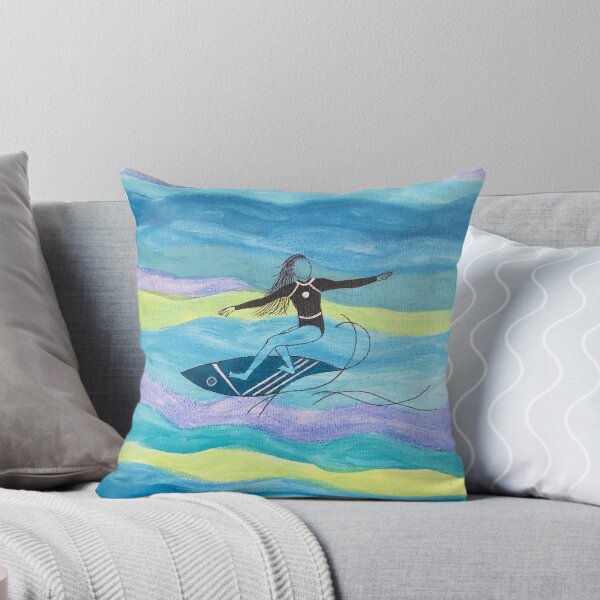 Item preview, Surfer girl shreds on shortboard designed and sold by Artfullee63.