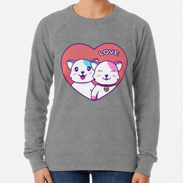 cat couple For Valentine's day Lightweight Sweatshirt