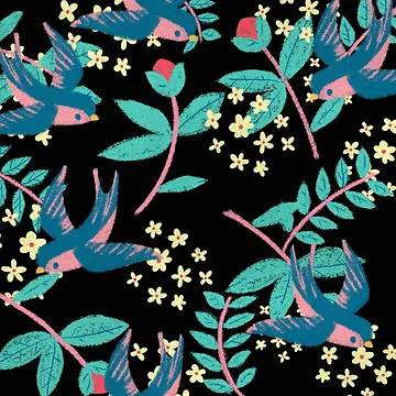 Artwork thumbnail, Bluebird Spring Pattern by joabaj