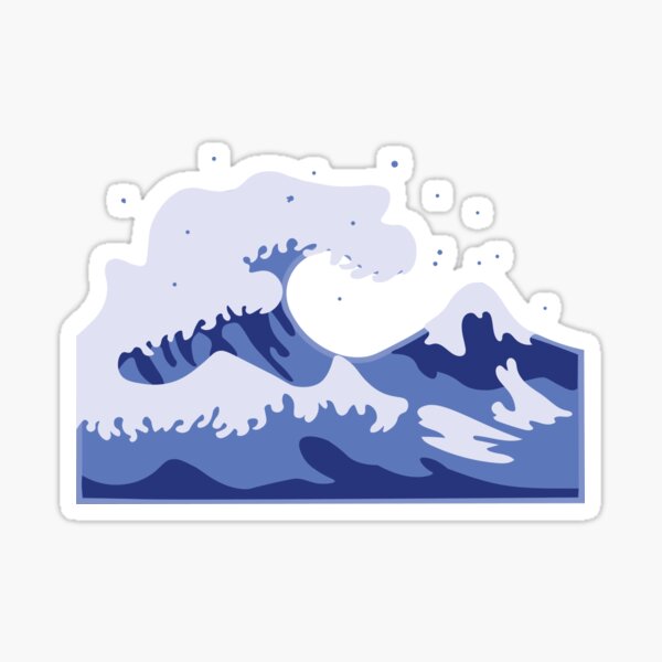 Wild ocean, digital art based on an old Japanese painting Sticker