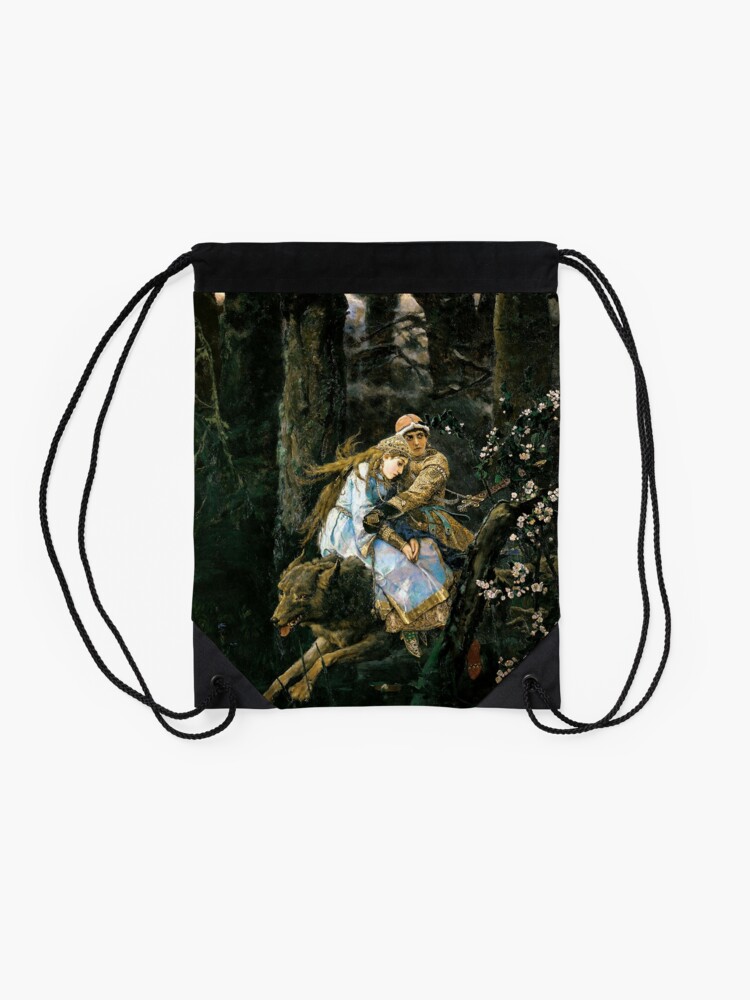 Alternate view of Ivan tsarevich riding the grey wolf Drawstring Bag