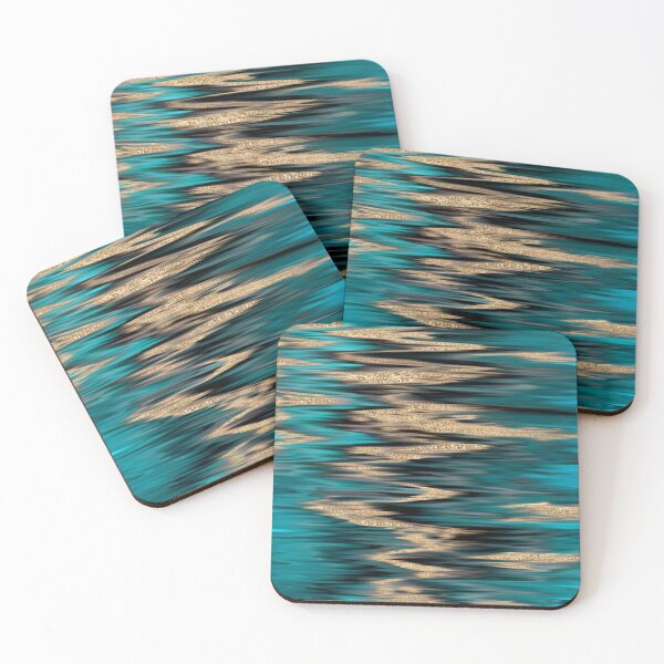 Item preview, Patrón Ikat Turquesa y Dorado designed and sold by Octavia Soldani.