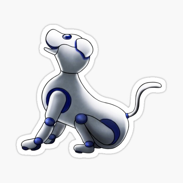 Item preview, painted white blue robot dog designed and sold by nataliavavilina.