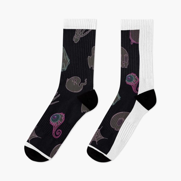 Item preview, Spooky Neon Ghosts, Spiders & Skeletons Outline Design - Repeated Pattern  designed and sold by RobbieTaylor.